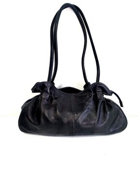 Danier Black Leather Shoulder Bag with Double Straps